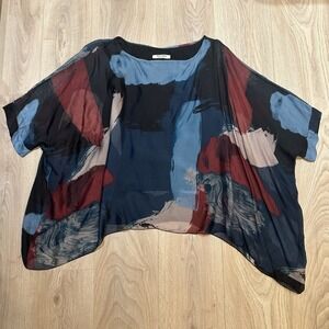 Meo Meli Silk Dolman Sleeve Top Sheer Overlay With Tank OS Romantic Femi Fairy